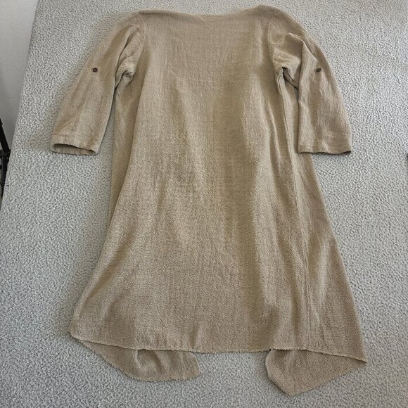 Van Klee Linen Duster Cardigan Draped Lagenlook Boho Coastal Roll Up - Picture 10 of 16